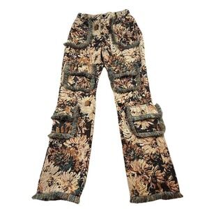 Floral Tapestry Cargo Pants - Beige Multi